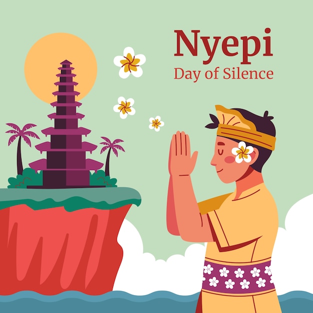 Flat illustration for indonesian nyepi celebration