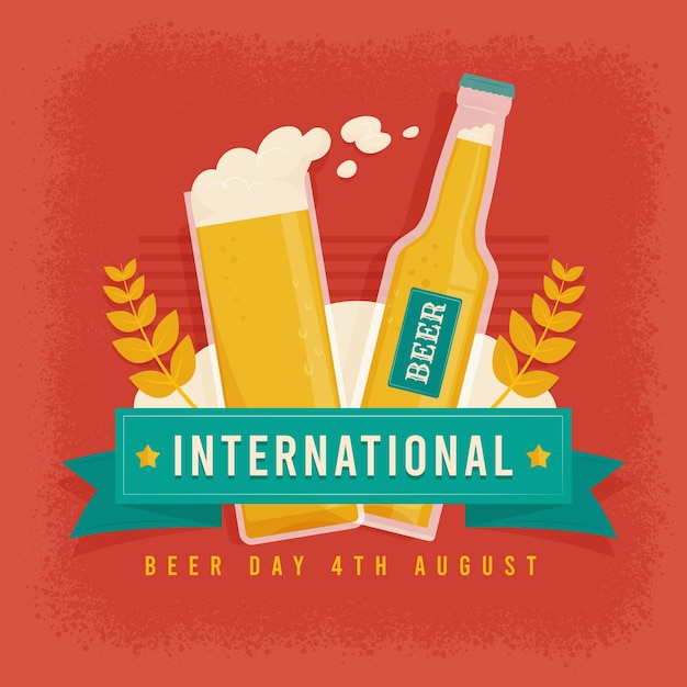 Flat illustration for international beer day celebration