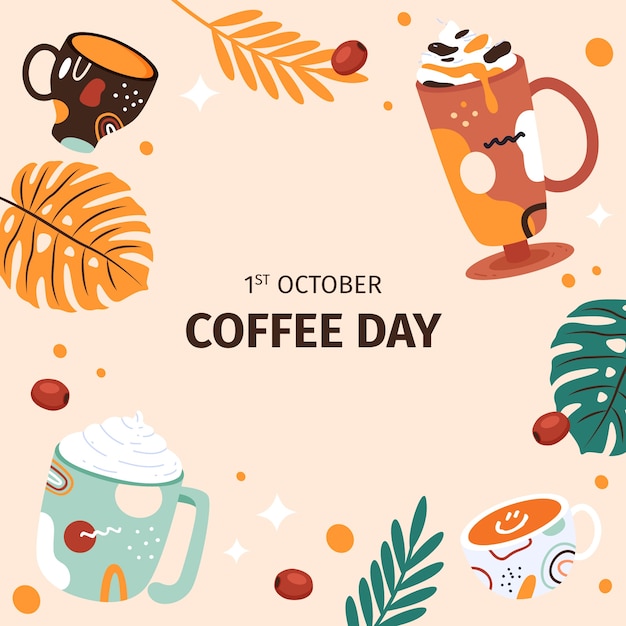 Flat illustration for international coffee day celebration