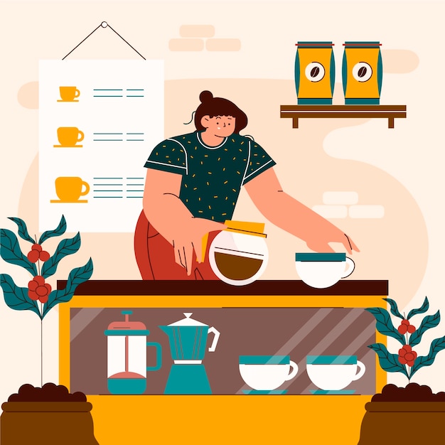 Flat illustration for international coffee day celebration