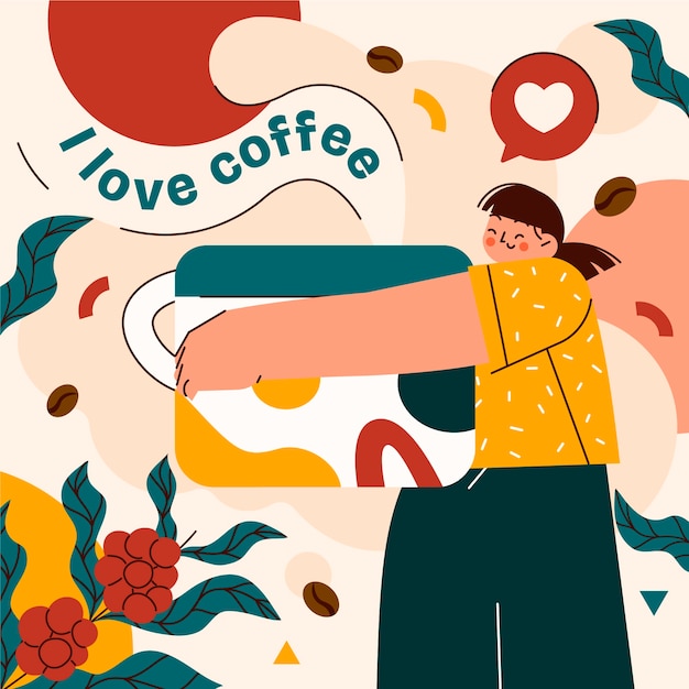 Flat illustration for international coffee day celebration