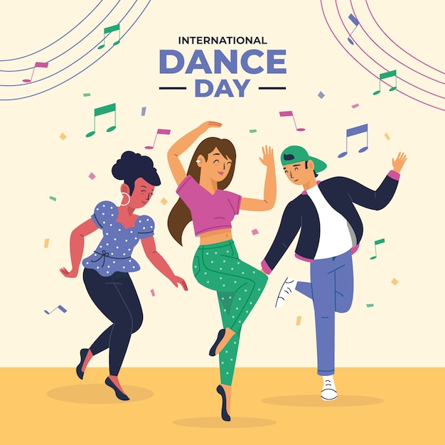 Vector flat illustration for international dance day celebration