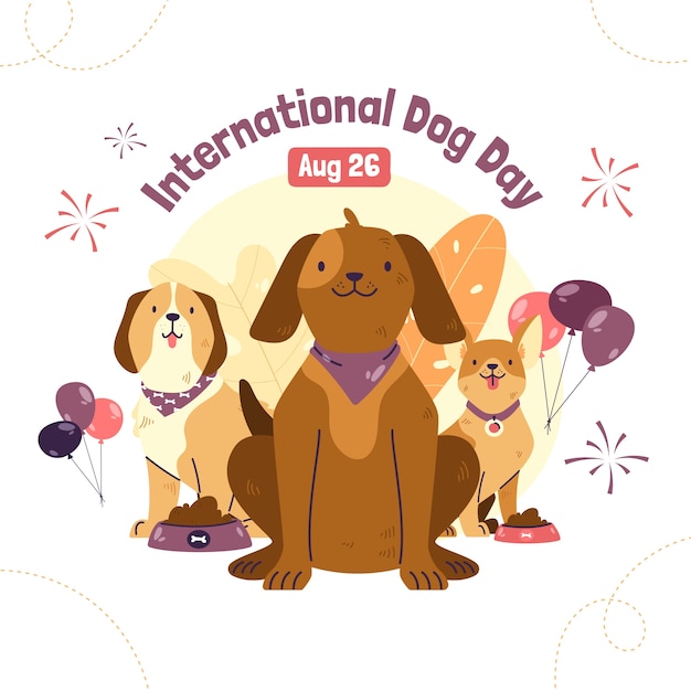 Vector flat illustration for international dog day celebration