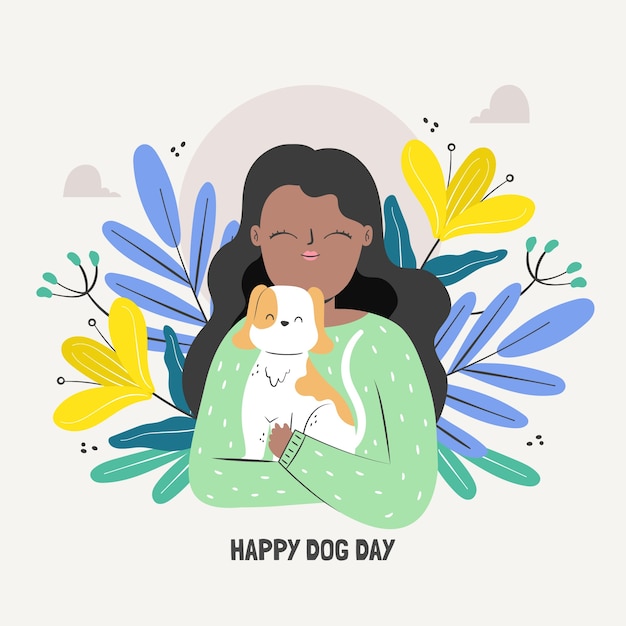 Vector flat illustration for international dog day celebration