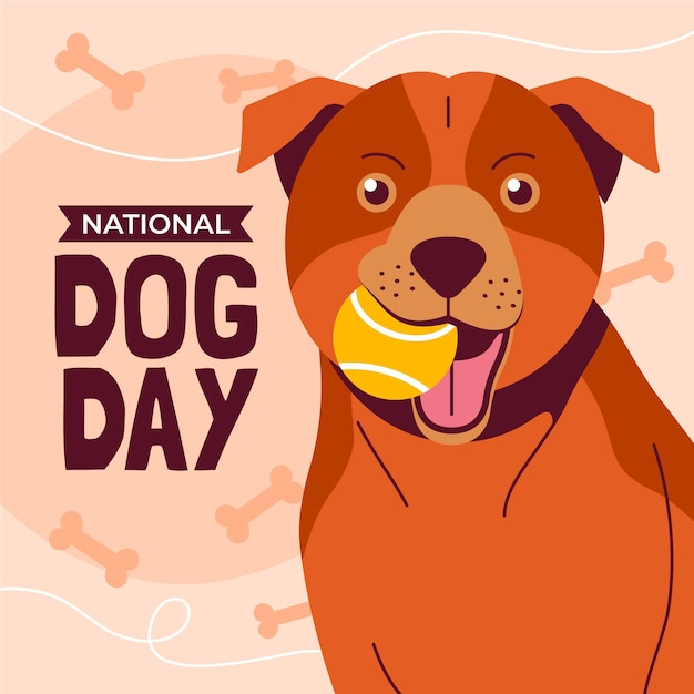 Flat illustration for international dog day celebration