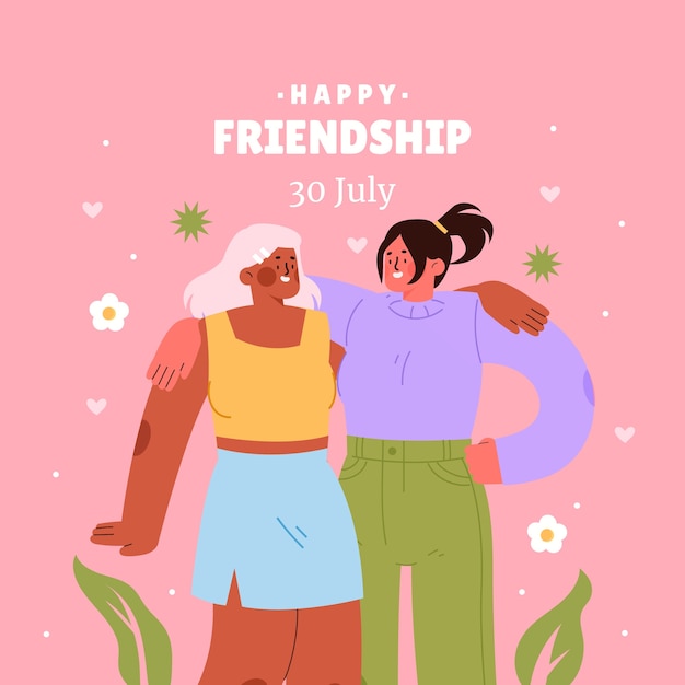 Flat illustration for international friendship day celebration