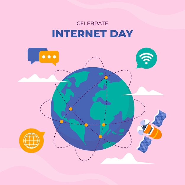 Flat illustration for international internet day celebration