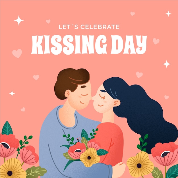 Flat illustration for international kissing day celebration