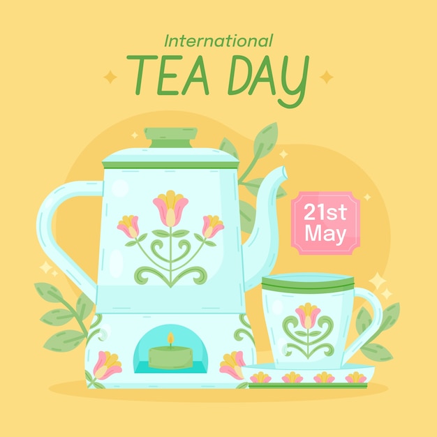 Flat illustration for international tea day awareness