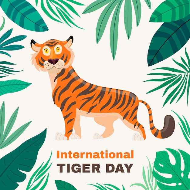 Flat illustration for international tiger day awareness