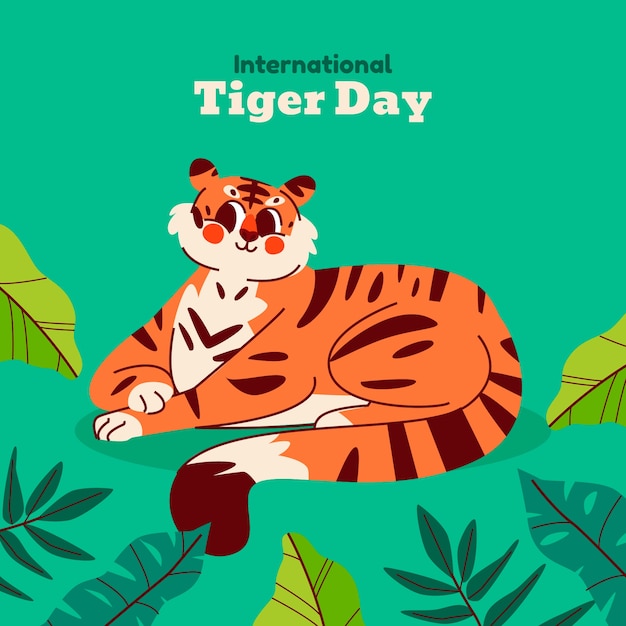 Vector flat illustration for international tiger day awareness