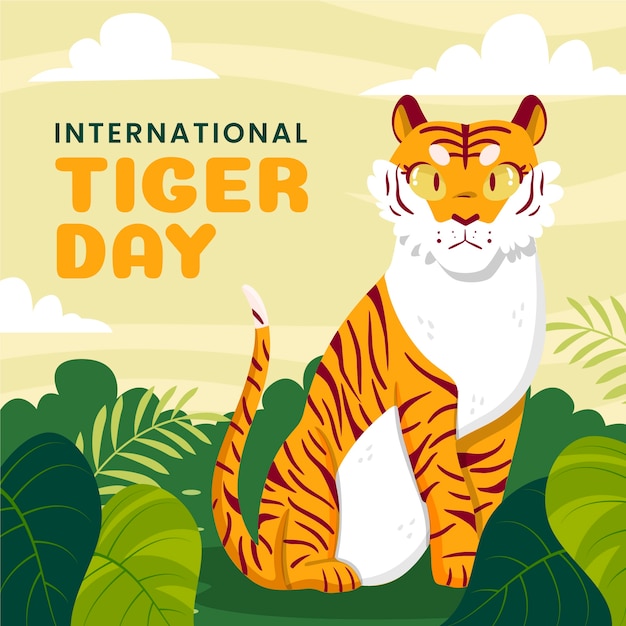 Flat illustration for international tiger day awareness