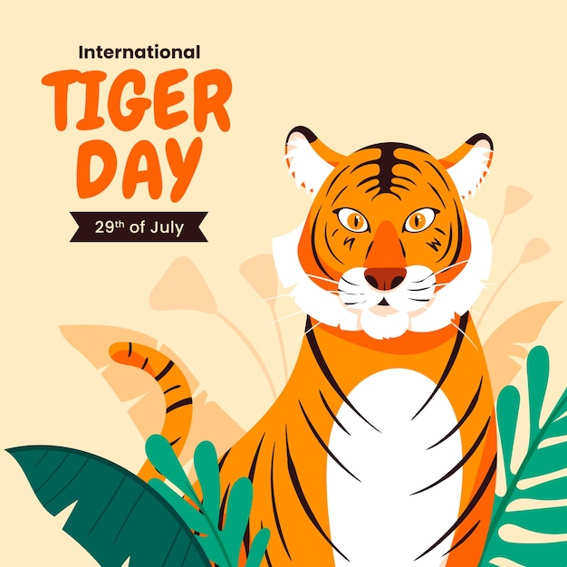 Vector flat illustration for international tiger day awareness