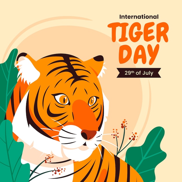 Vector flat illustration for international tiger day awareness