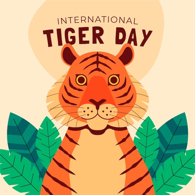 Vector flat illustration for international tiger day awareness