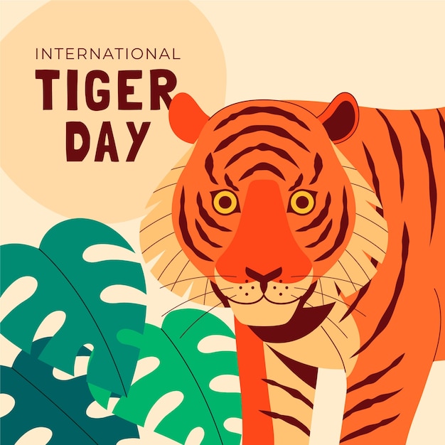 Flat illustration for international tiger day awareness