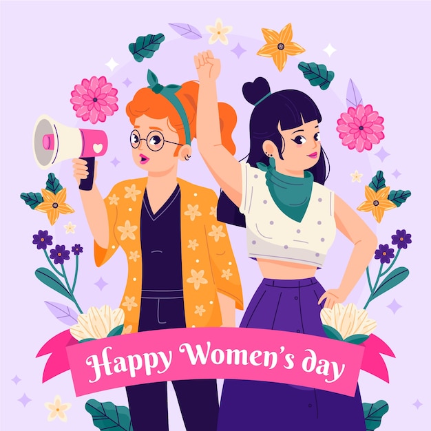 Flat illustration for international women's day celebration