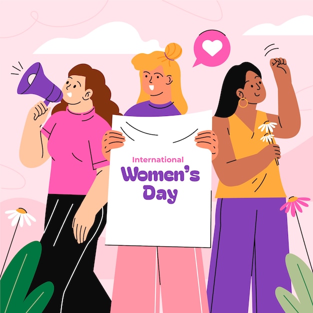 Flat illustration for international women's day celebration