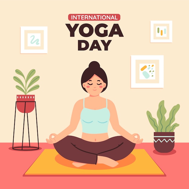 Flat illustration for international yoga day celebration