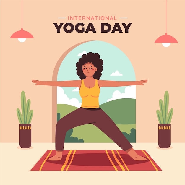 Flat illustration for international yoga day celebration