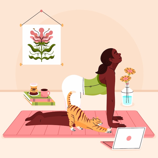 Flat illustration for international yoga day celebration