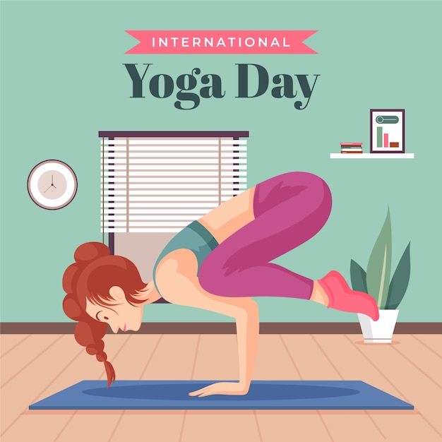 Flat illustration for international yoga day