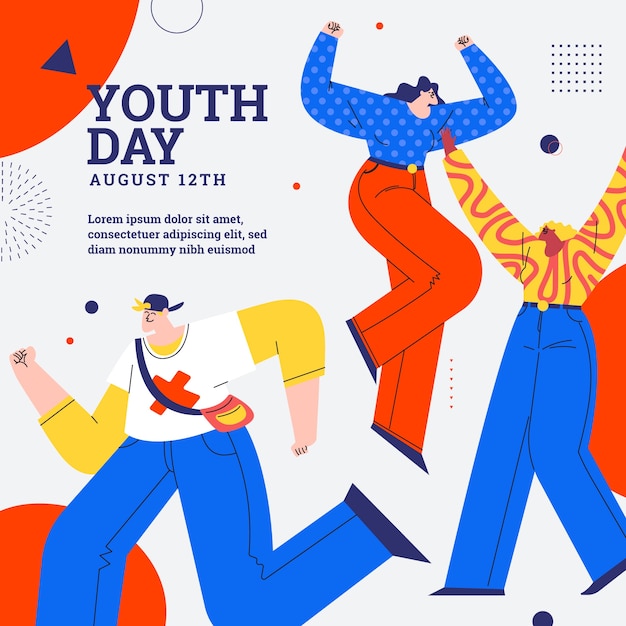 Flat illustration for international youth day celebration