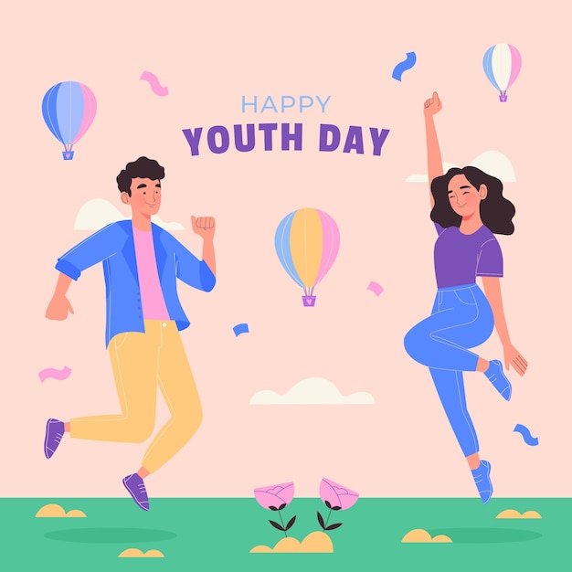 Flat illustration for international youth day celebration