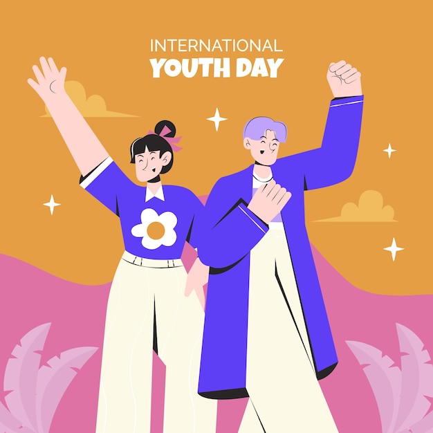 Flat illustration for international youth day celebration