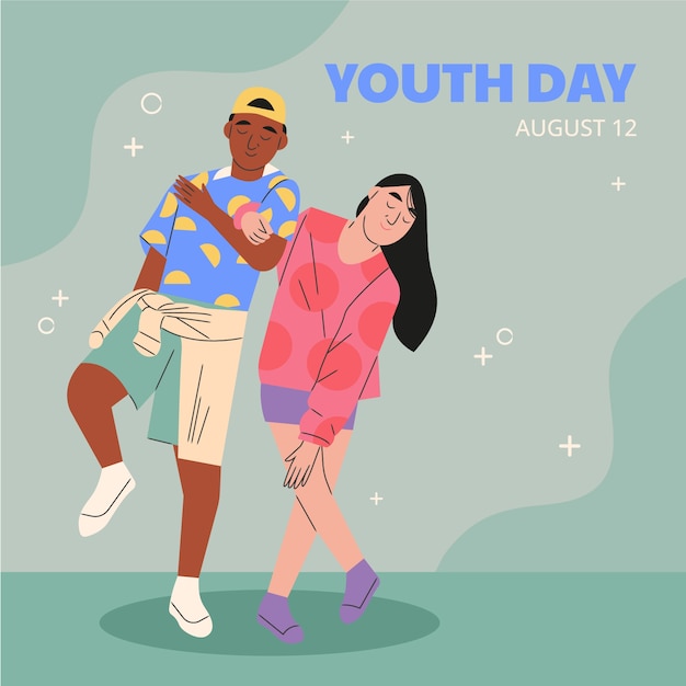 Flat illustration for international youth day celebration