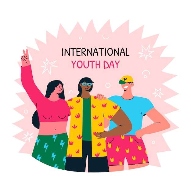 Flat illustration for international youth day celebration