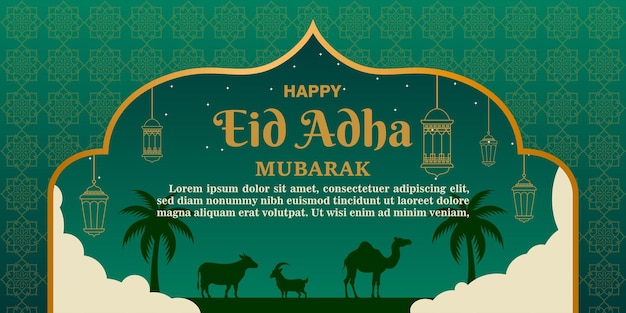 Flat illustration for islamic eid aladha celebration