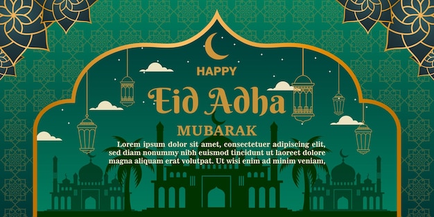 Flat illustration for islamic eid aladha celebration