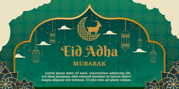 Flat illustration for islamic eid aladha celebration