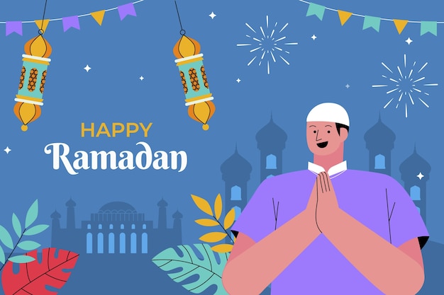 Flat illustration for islamic ramadan celebration