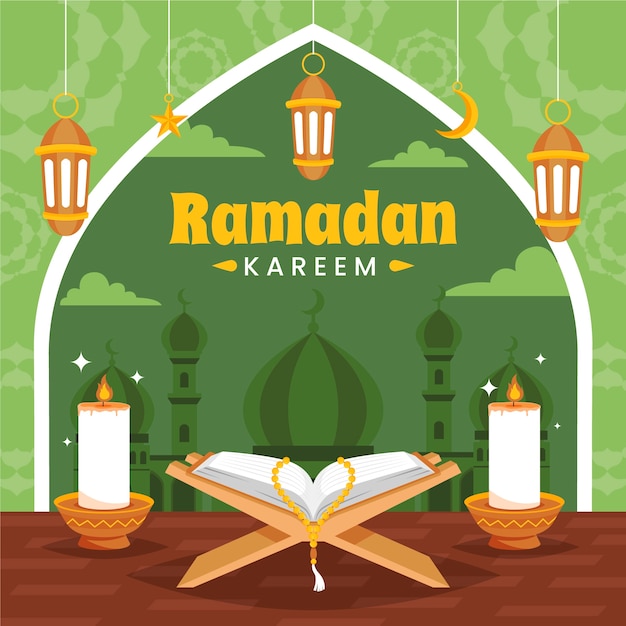 Flat illustration for islamic ramadan celebration