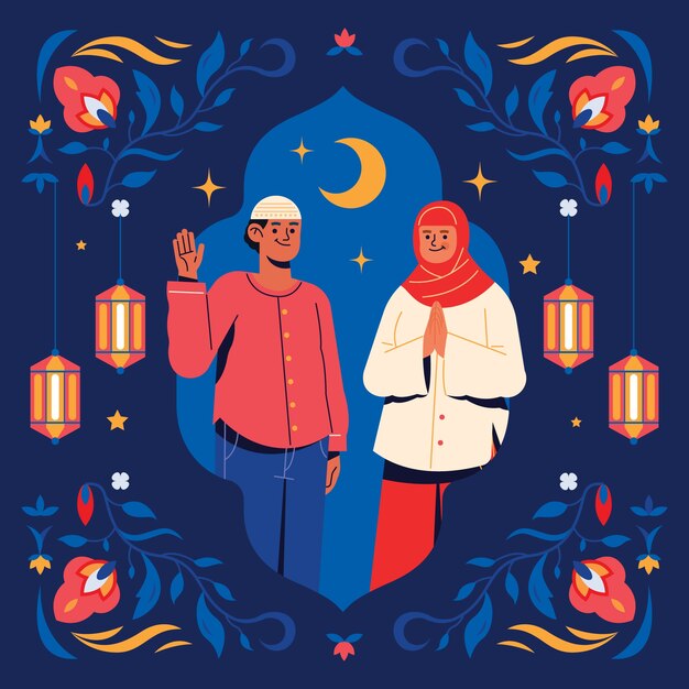 Vector flat illustration for islamic ramadan celebration