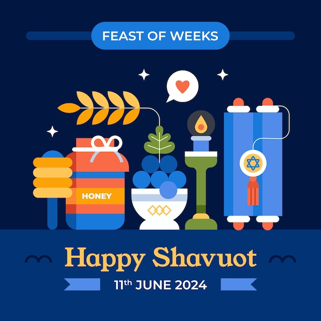 Flat illustration for jewish shavuot celebration