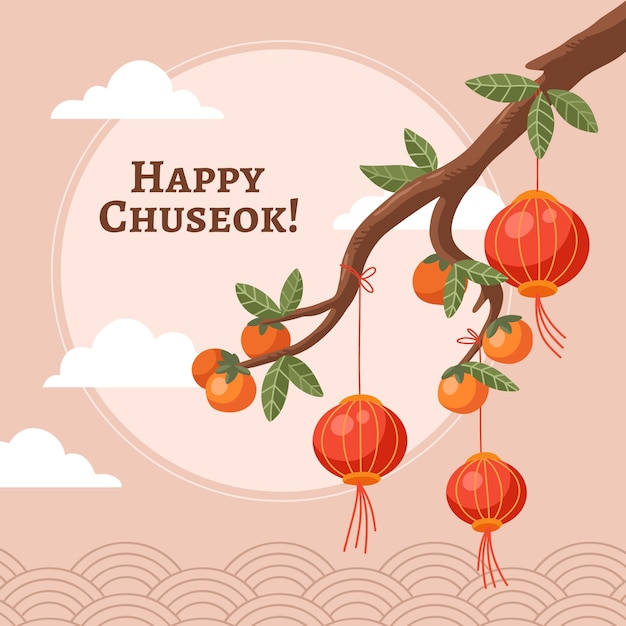 Flat illustration for korean chuseok festival celebration