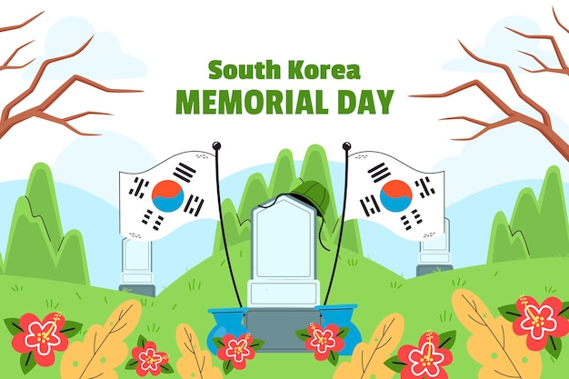 Flat illustration for korean memorial day commemoration