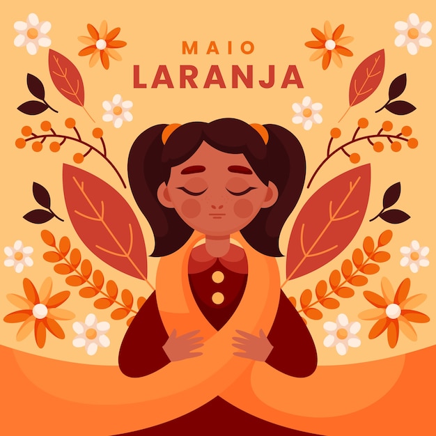 Flat illustration for maio laranja awareness