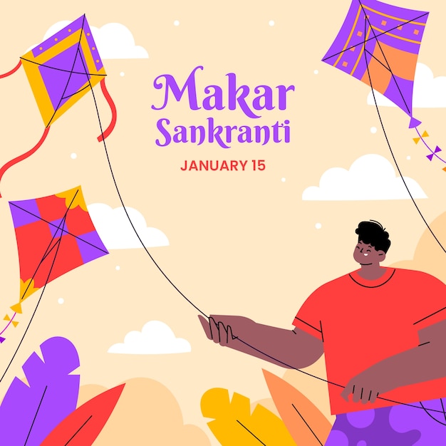 Flat illustration for makar sankranti festival