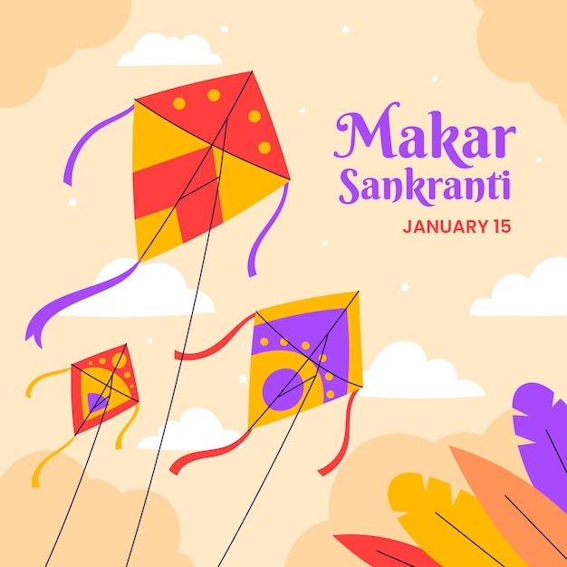 Flat illustration for makar sankranti festival