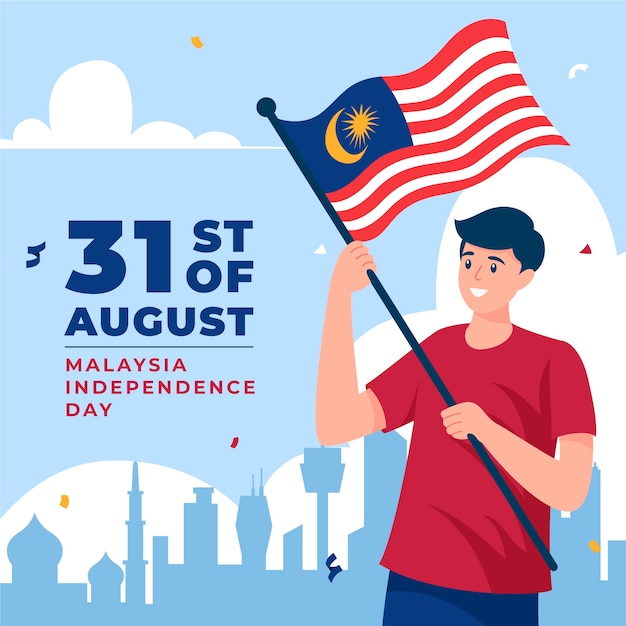 Flat illustration for malaysia independence day celebration