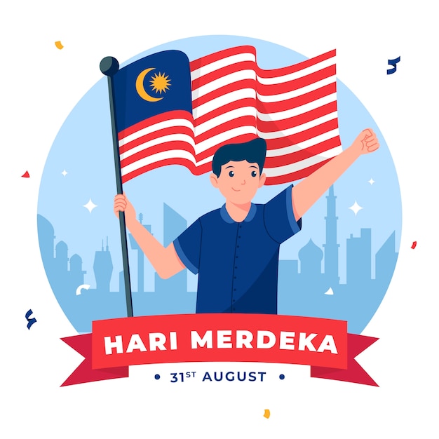 Flat illustration for malaysia independence day celebration