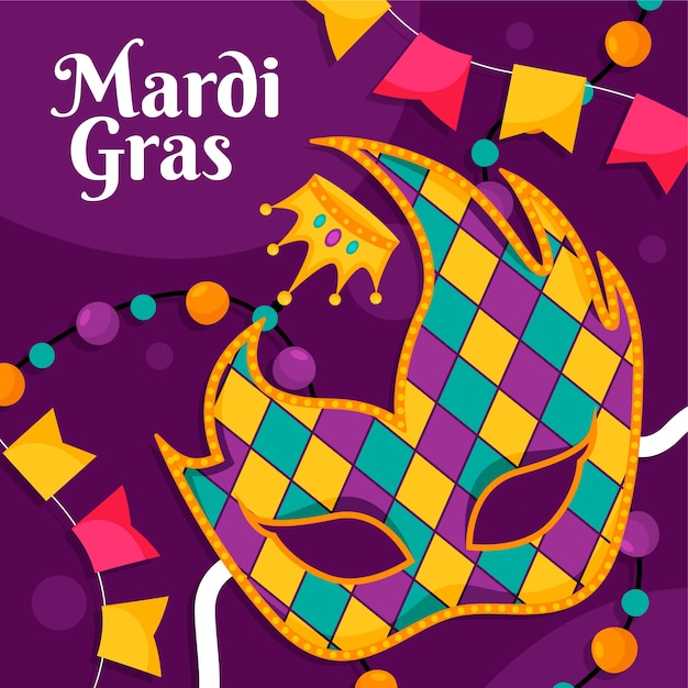 Flat illustration for mardi gras festival