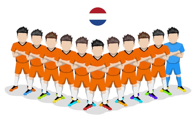 Flat Illustration of Netherland National Football Team for European Competition