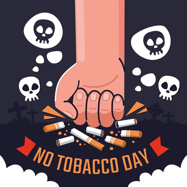 Vector flat illustration for no tobacco day awareness