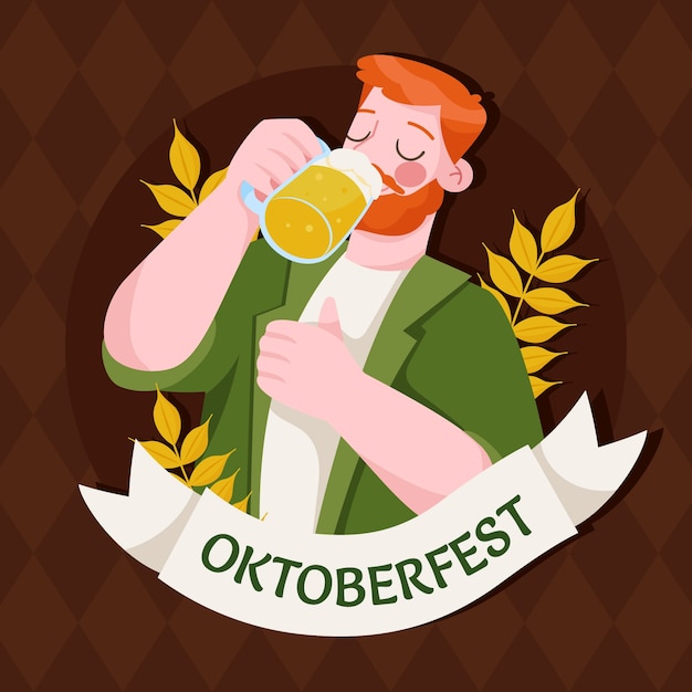 Flat illustration for oktoberfest beer festival celebration