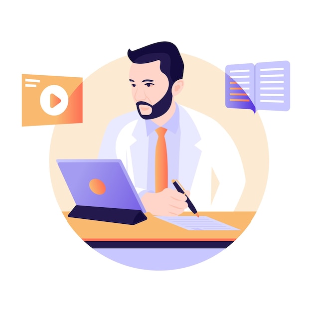 Flat illustration of online analysis is up for premium use